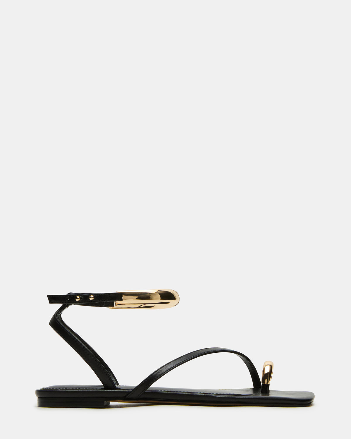 ODYSSEY Black Leather Strappy Square-Toe Women Sandal | Steve Madden