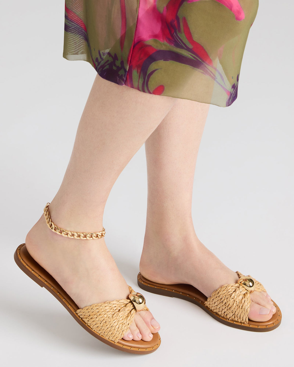 DIPSY Natural Raffia Slide Rounded Toe Women's Sandal | Steve Madden