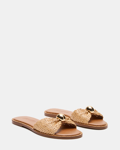 DIPSY Natural Raffia Slide Rounded Toe Women's Sandal | Steve Madden