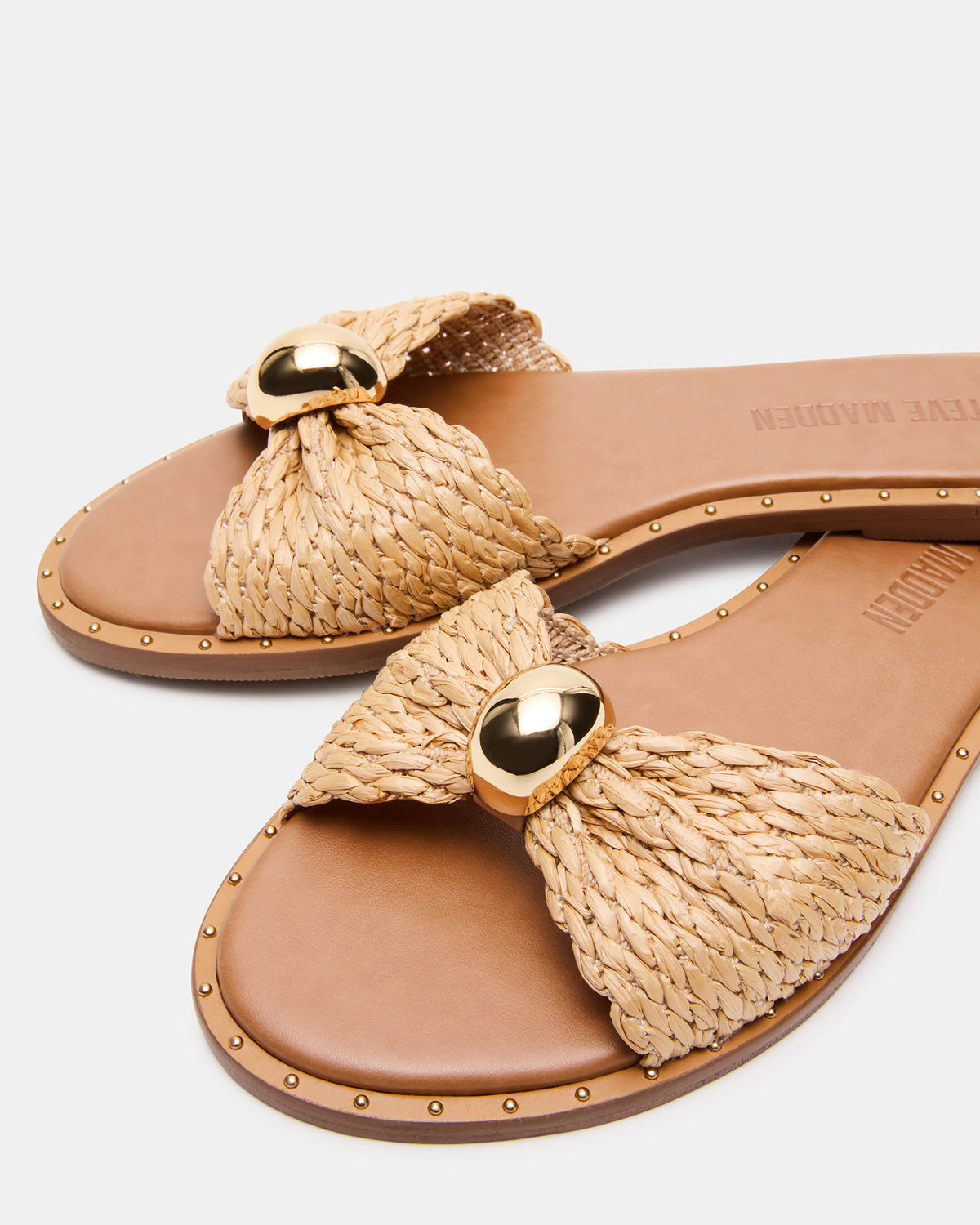DIPSY Natural Raffia Slide Rounded Toe Women's Sandal | Steve Madden