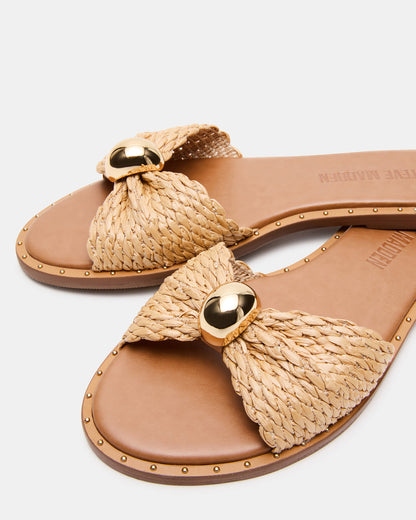 DIPSY Natural Raffia Slide Rounded Toe Women's Sandal | Steve Madden