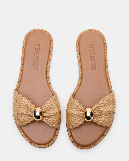 DIPSY Natural Raffia Slide Rounded Toe Women's Sandal | Steve Madden