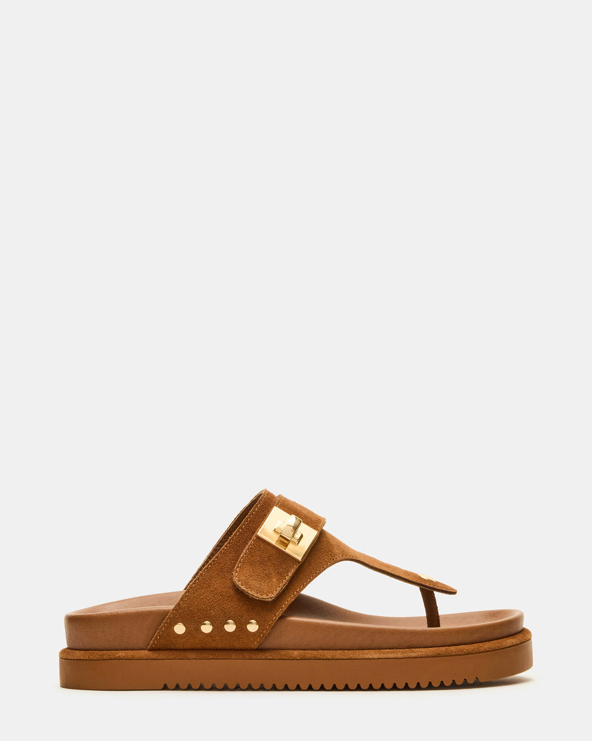 THONA Chestnut Suede Women's Flatform Thong Sandal | Steve Madden