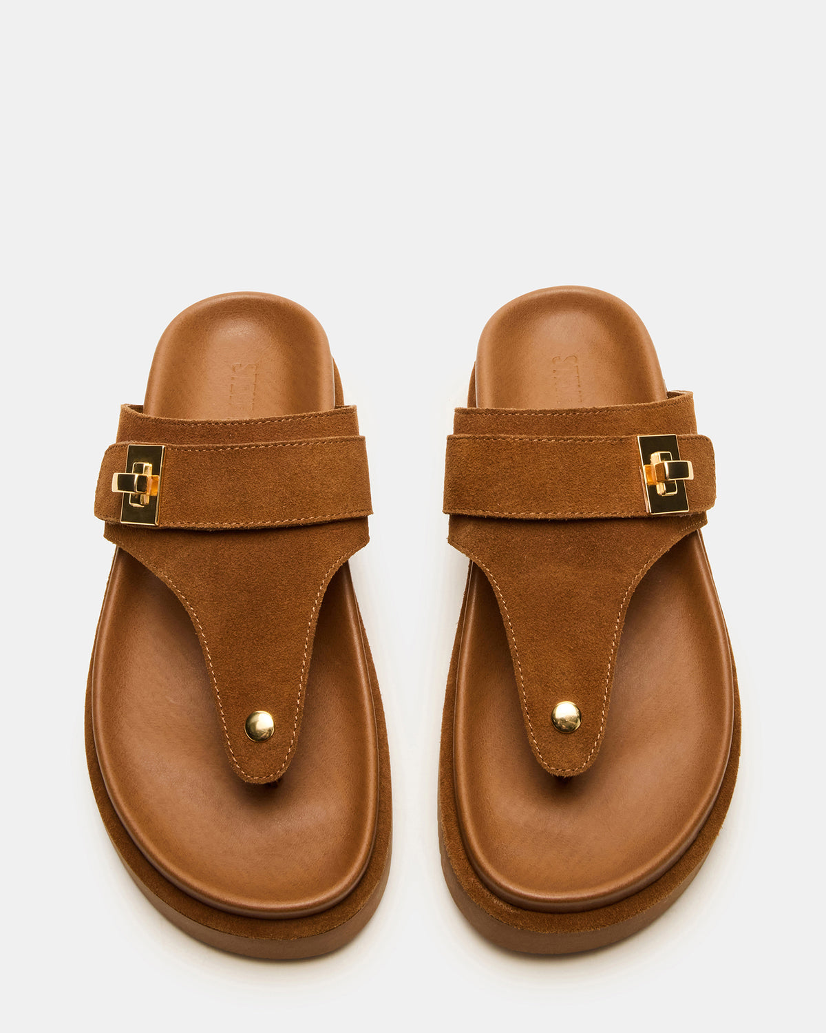THONA Chestnut Suede Women's Flatform Thong Sandal | Steve Madden