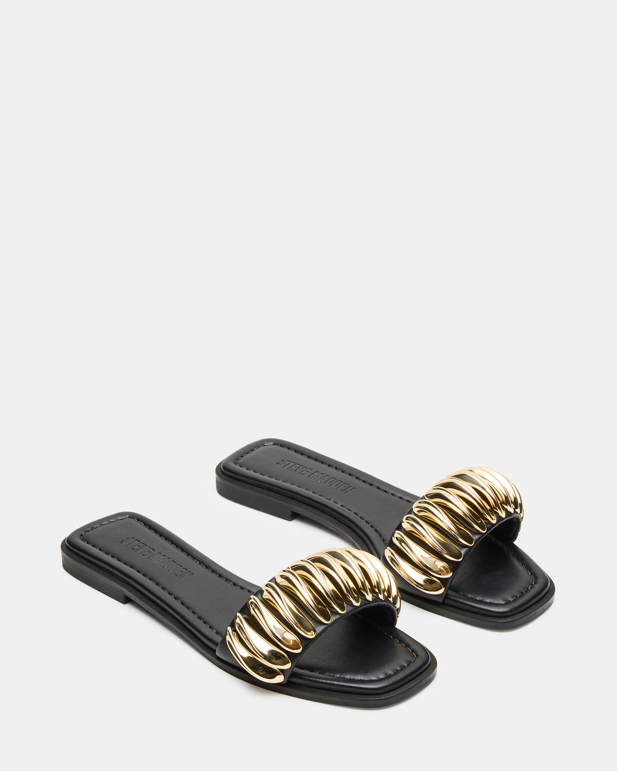 TETRIS Black Square-Toe Slide Women's Sandal | Steve Madden