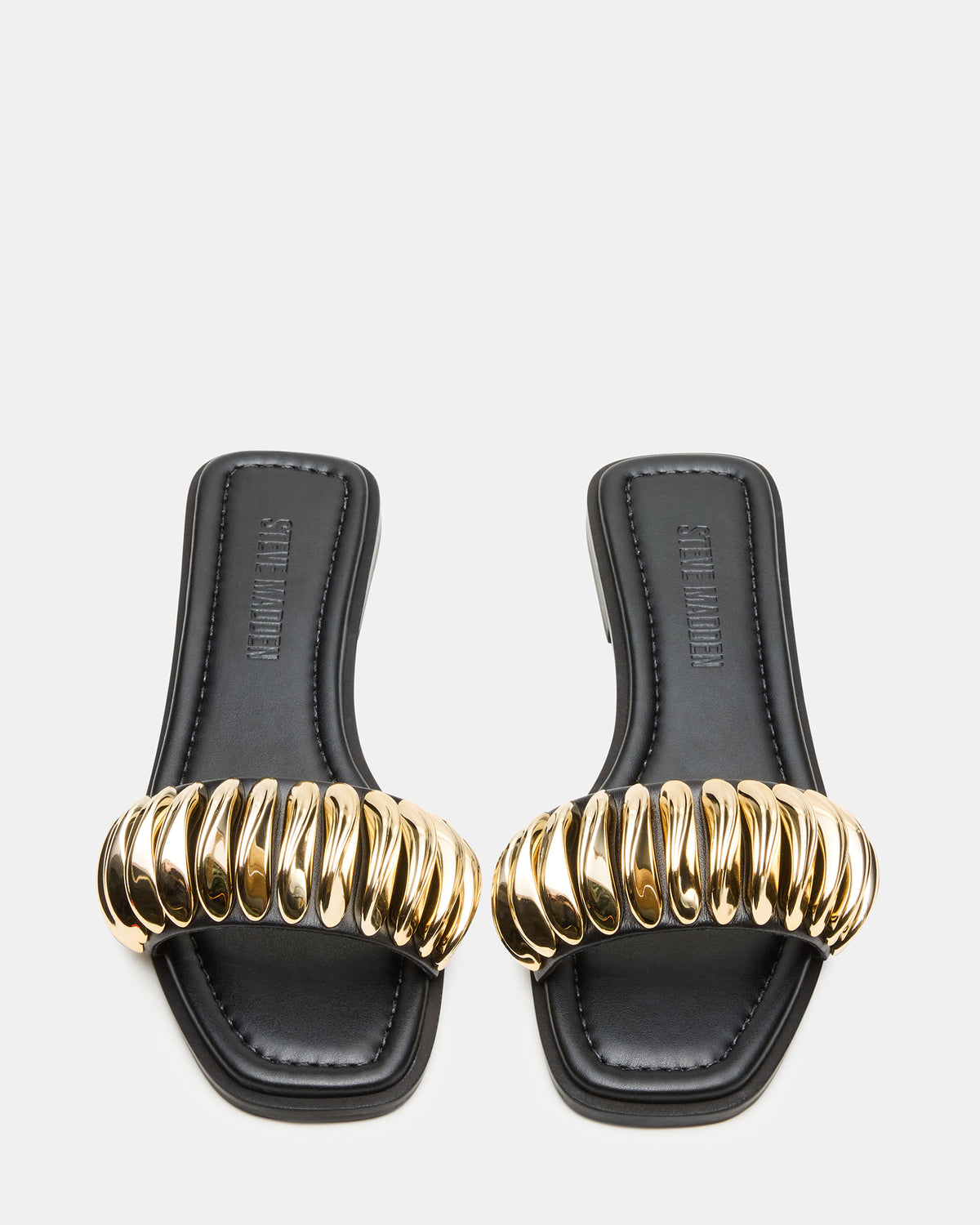 TETRIS Black Square-Toe Slide Women's Sandal | Steve Madden