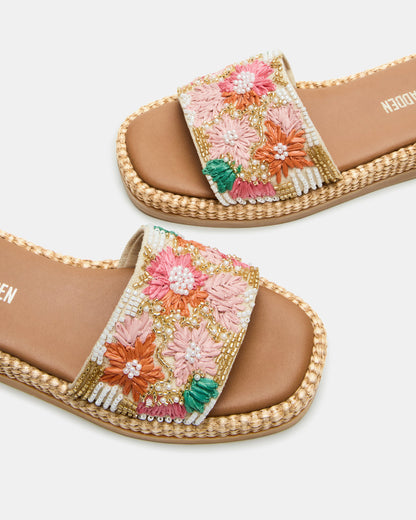 BOARDWALK Floral Multi Women's Raffia Slides | Steve Madden