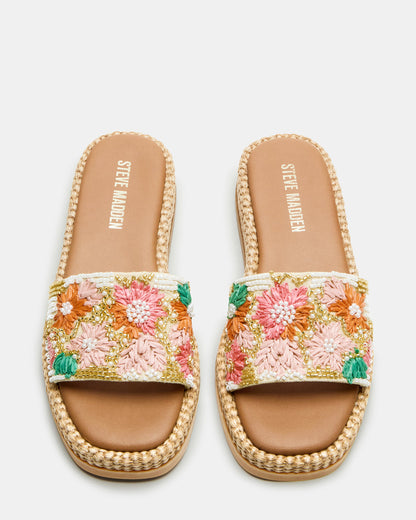 BOARDWALK Floral Multi Women's Raffia Slides | Steve Madden
