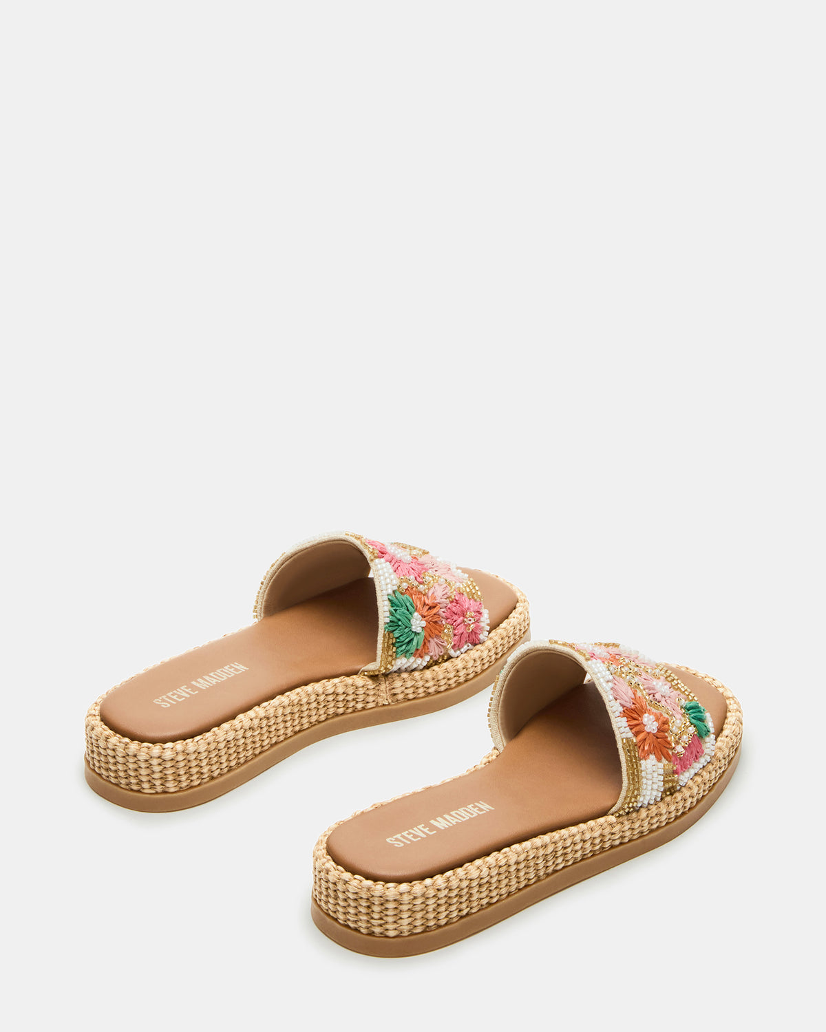 BOARDWALK Floral Multi Women's Raffia Slides | Steve Madden