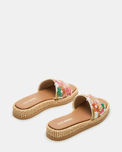 BOARDWALK Floral Multi Women's Raffia Slides | Steve Madden