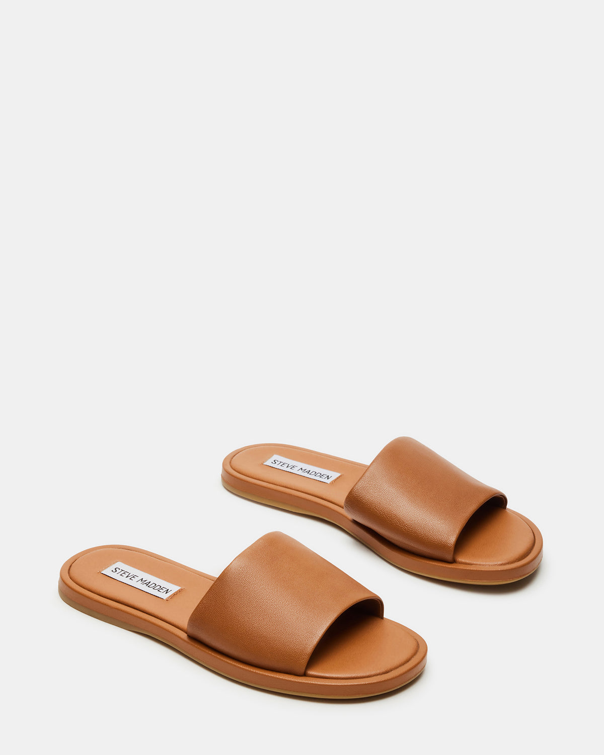 KAYA Brown Leather Slide Sandal | Women's Sandals | Steve Madden