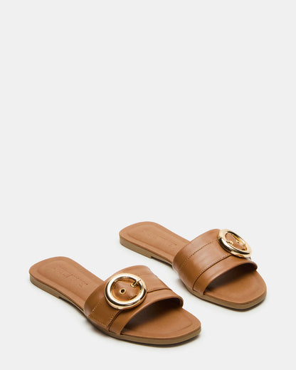 REEF Tan Leather Square-Toe Slide Women's Sandal | Steve Madden