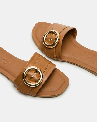 REEF Tan Leather Square-Toe Slide Women's Sandal | Steve Madden
