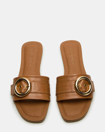 REEF Tan Leather Square-Toe Slide Women's Sandal | Steve Madden