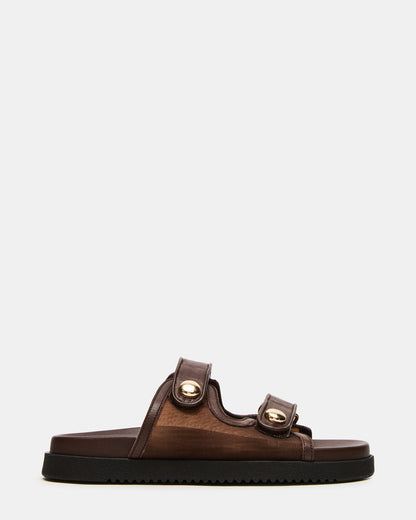 ATHENS Brown Mesh Slide Footbed Flatform Women's Sandal | Steve Madden