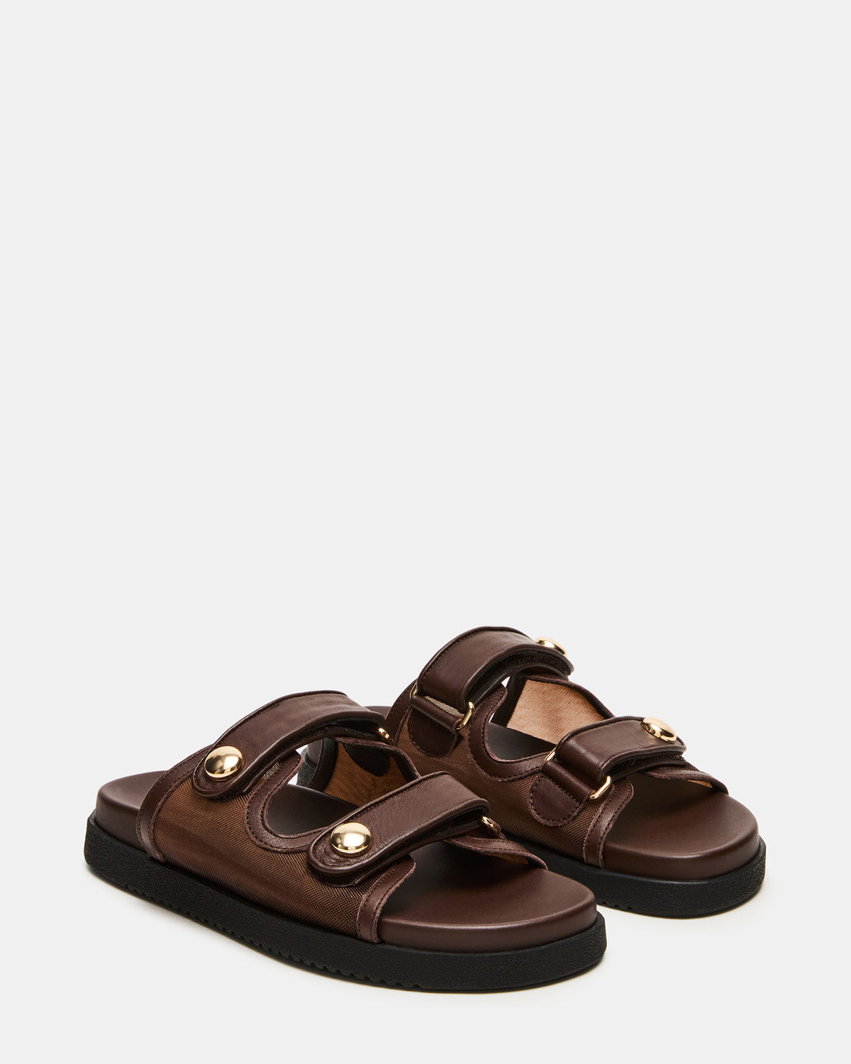 ATHENS Brown Mesh Slide Footbed Flatform Women's Sandal | Steve Madden