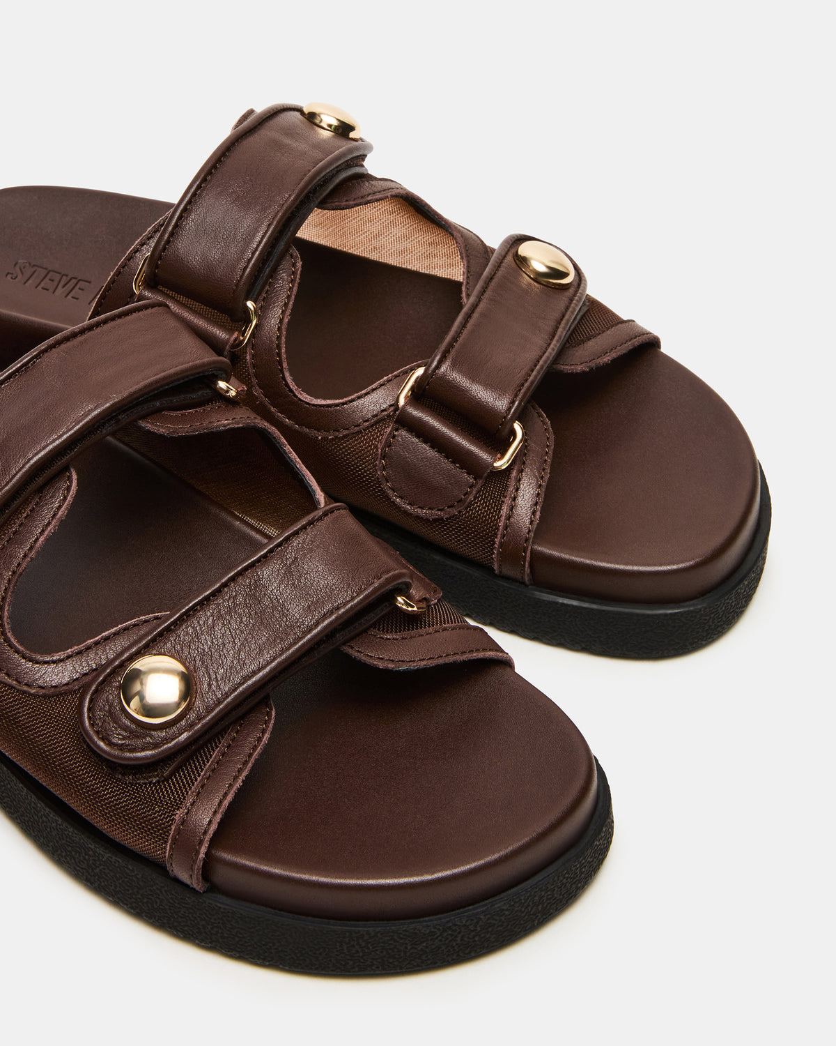 ATHENS Brown Mesh Slide Footbed Flatform Women's Sandal | Steve Madden