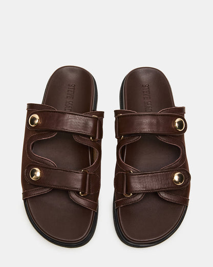 ATHENS Brown Mesh Slide Footbed Flatform Women's Sandal | Steve Madden