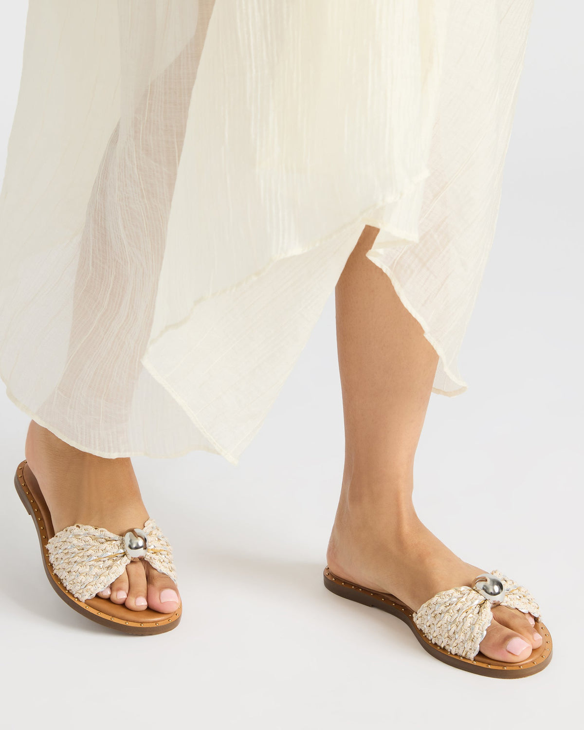 DIPSY Metallic Multi Slide Rounded Toe Women's Sandal | Steve Madden