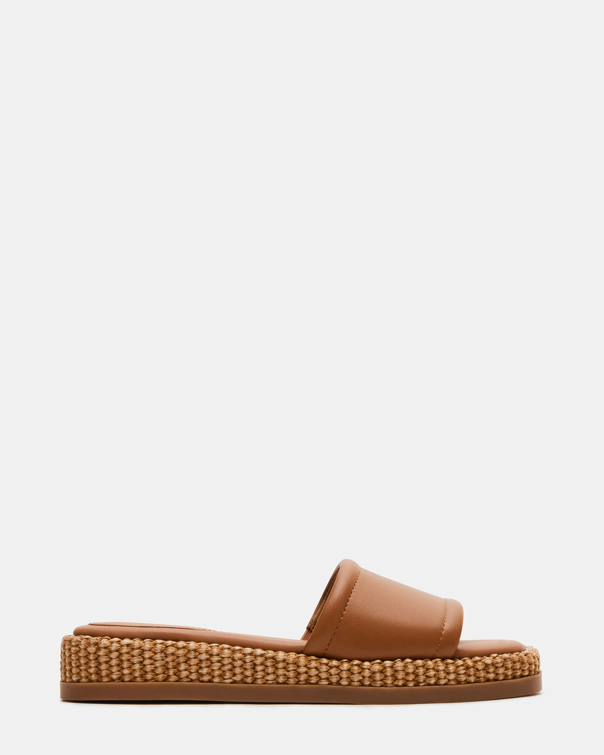 BOARDWALK Tan Leather Women's Raffia Slides | Steve Madden