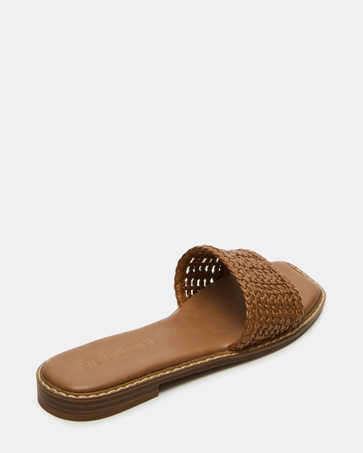 SNIDER Tan Square-Toe Slide Woven Women's Sandal | Steve Madden