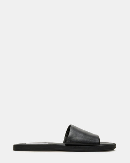 KAYA Black Leather Slide Sandal | Women's Sandals | Steve Madden