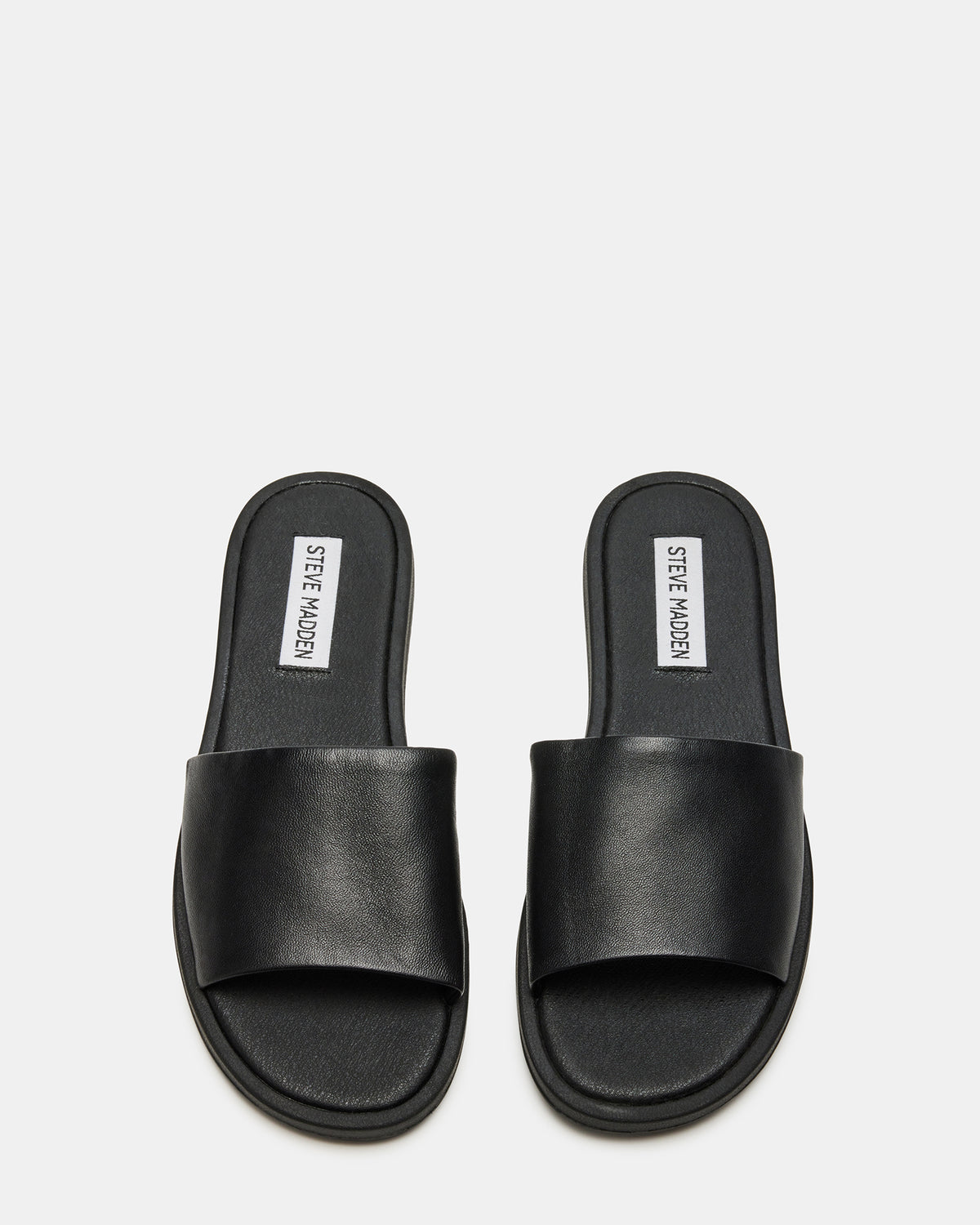 KAYA Black Leather Slide Sandal | Women's Sandals | Steve Madden