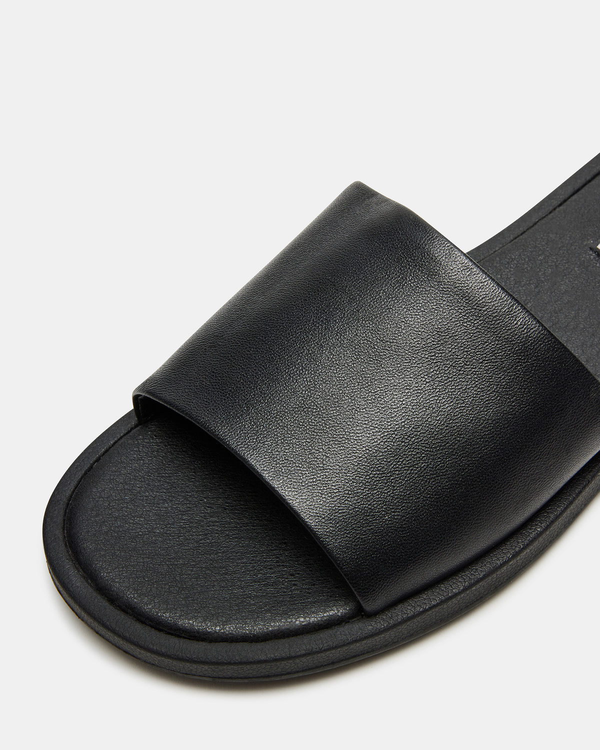 KAYA Black Leather Slide Sandal | Women's Sandals | Steve Madden