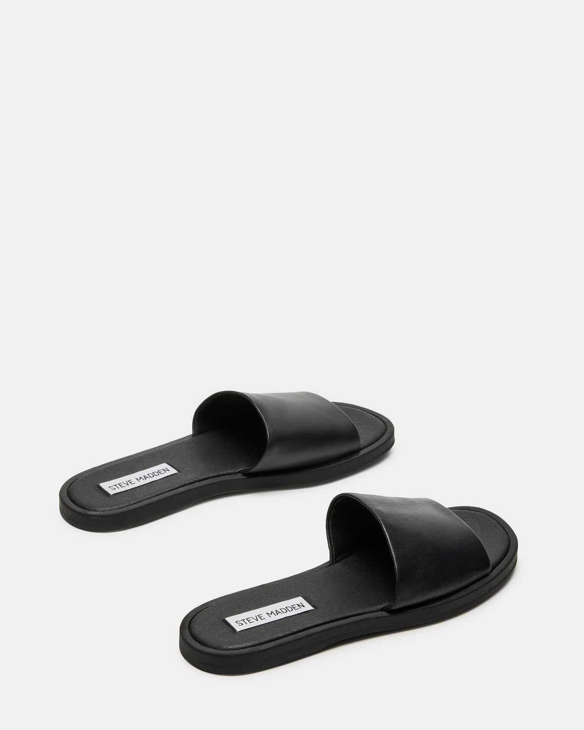 KAYA Black Leather Slide Sandal | Women's Sandals | Steve Madden