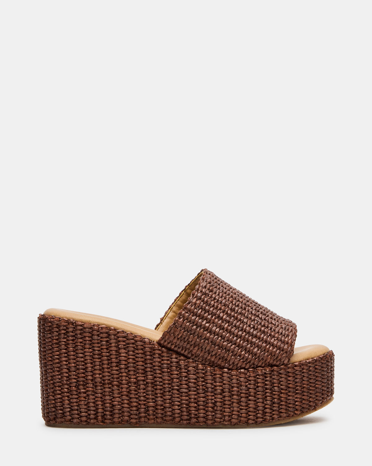 JETTY Brown Raffia Platform Wedge Women's Sandal | Steve Madden