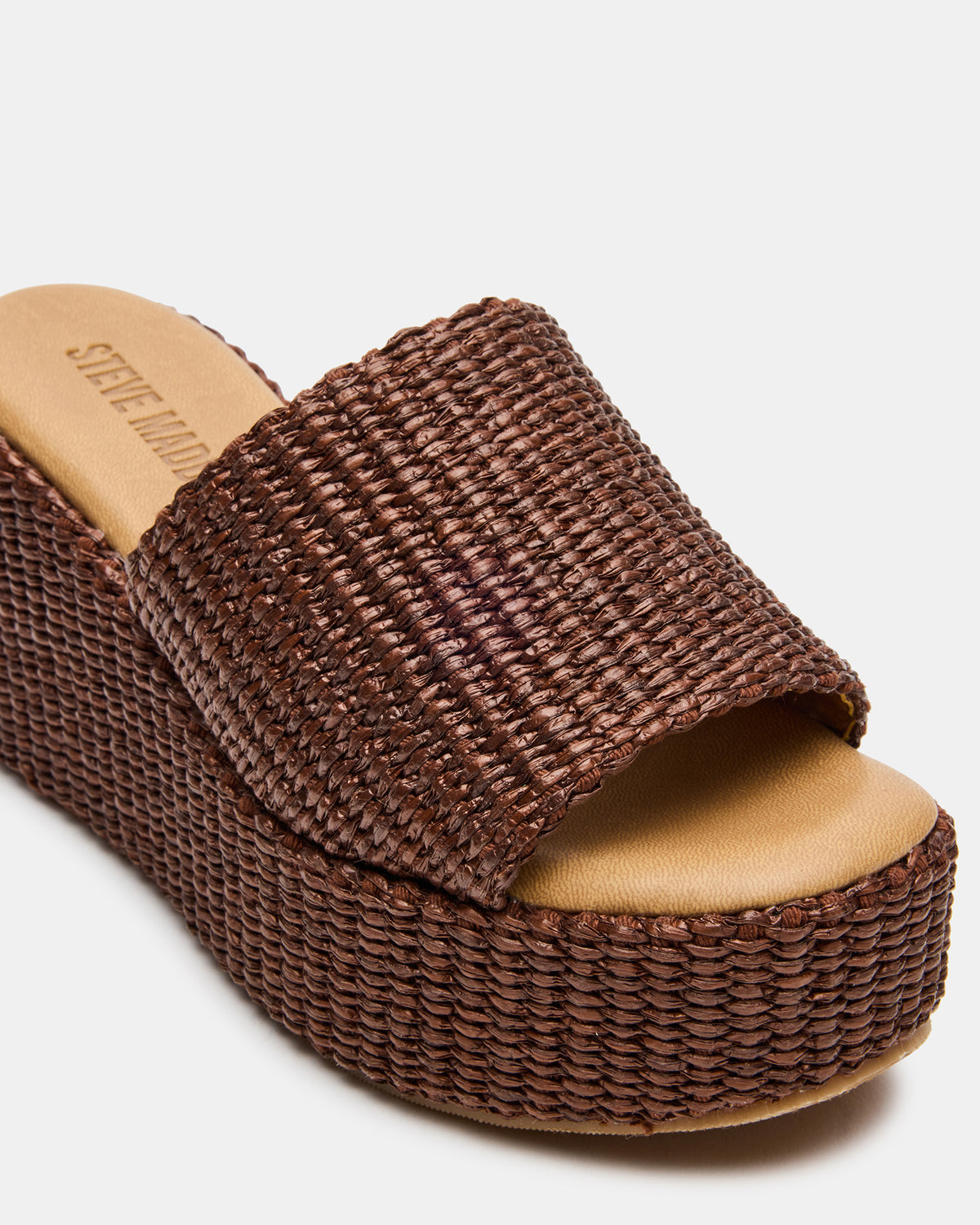 JETTY Brown Raffia Platform Wedge Women's Sandal | Steve Madden