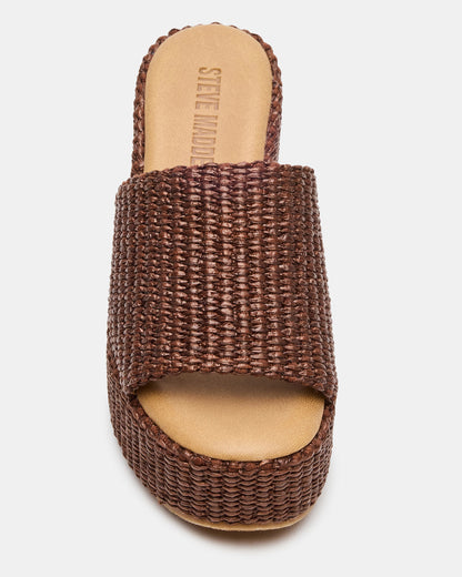 JETTY Brown Raffia Platform Wedge Women's Sandal | Steve Madden