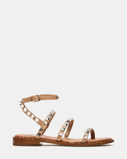 TRAVEL Tan Women's Studded Strappy Sandal | Steve Madden