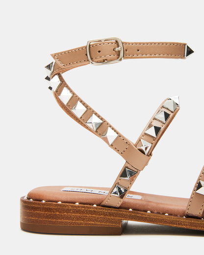 TRAVEL Tan Women's Studded Strappy Sandal | Steve Madden