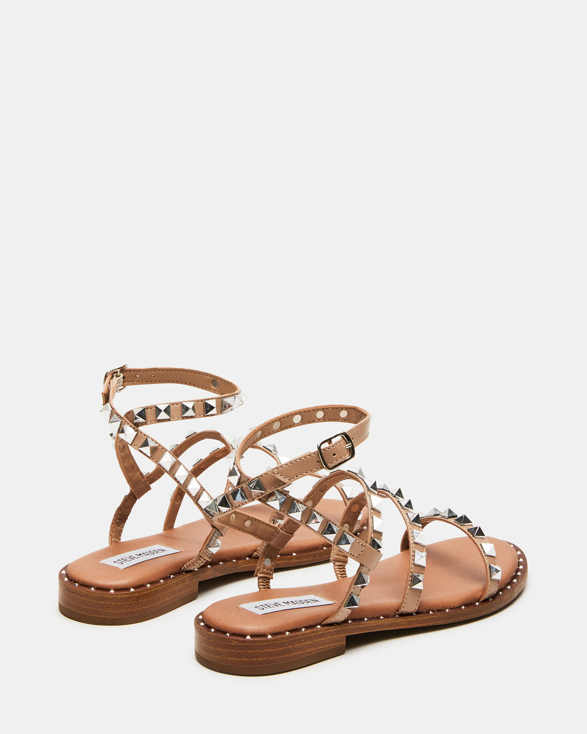 TRAVEL Tan Women's Studded Strappy Sandal | Steve Madden