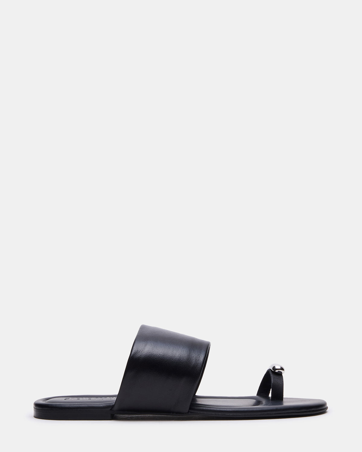 DECADENT Black Leather Rounded-Toe Slide Women's Sandal | Steve Madden