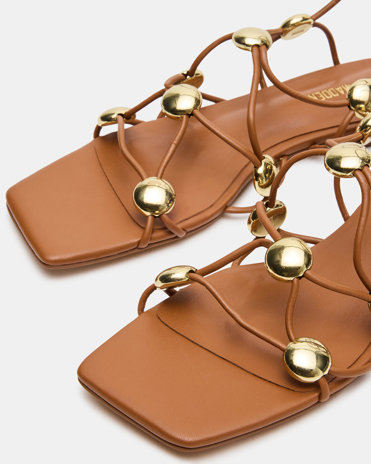 TIDES Cognac Strappy Square-Toe Women's Sandal | Steve Madden