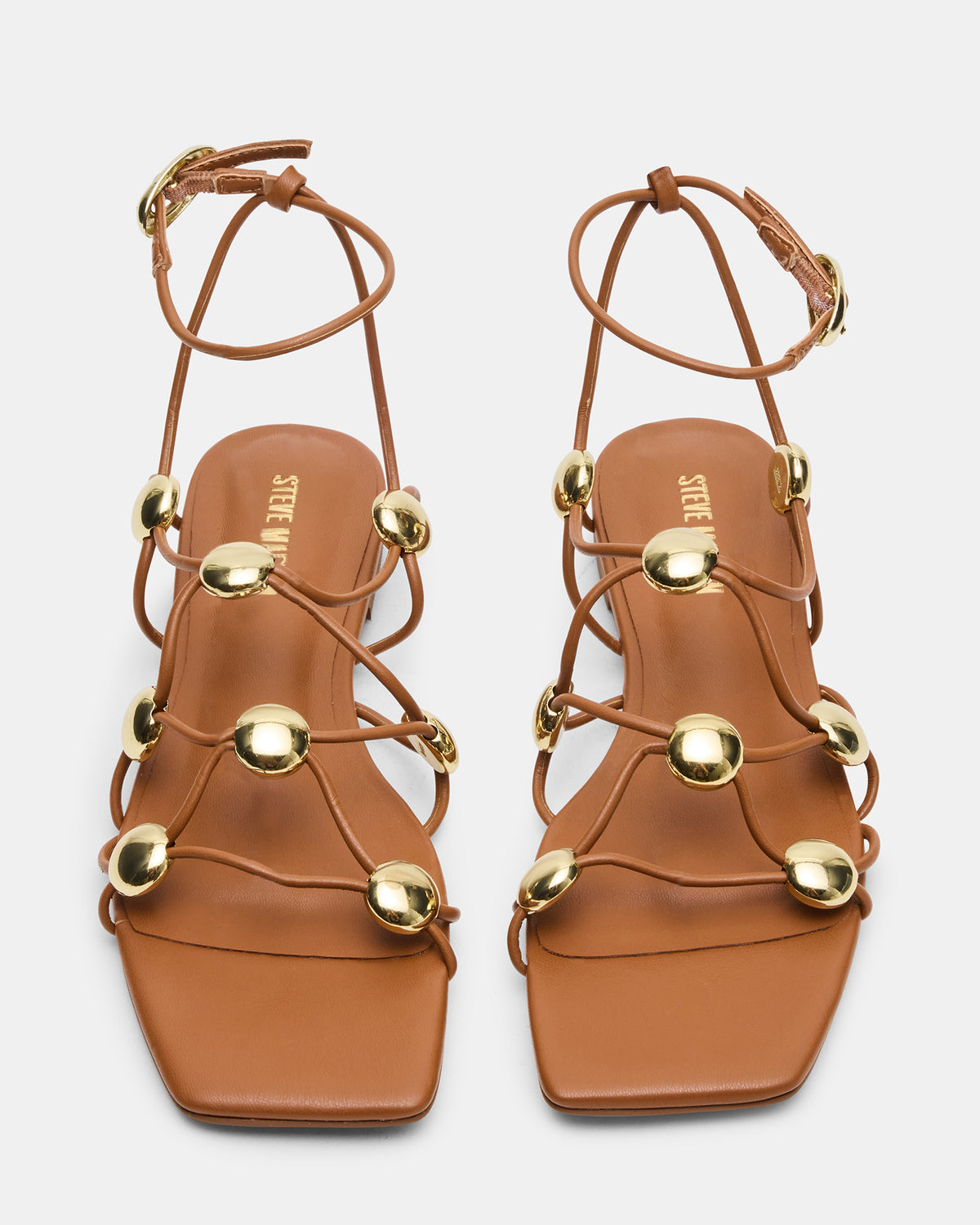 TIDES Cognac Strappy Square-Toe Women's Sandal | Steve Madden