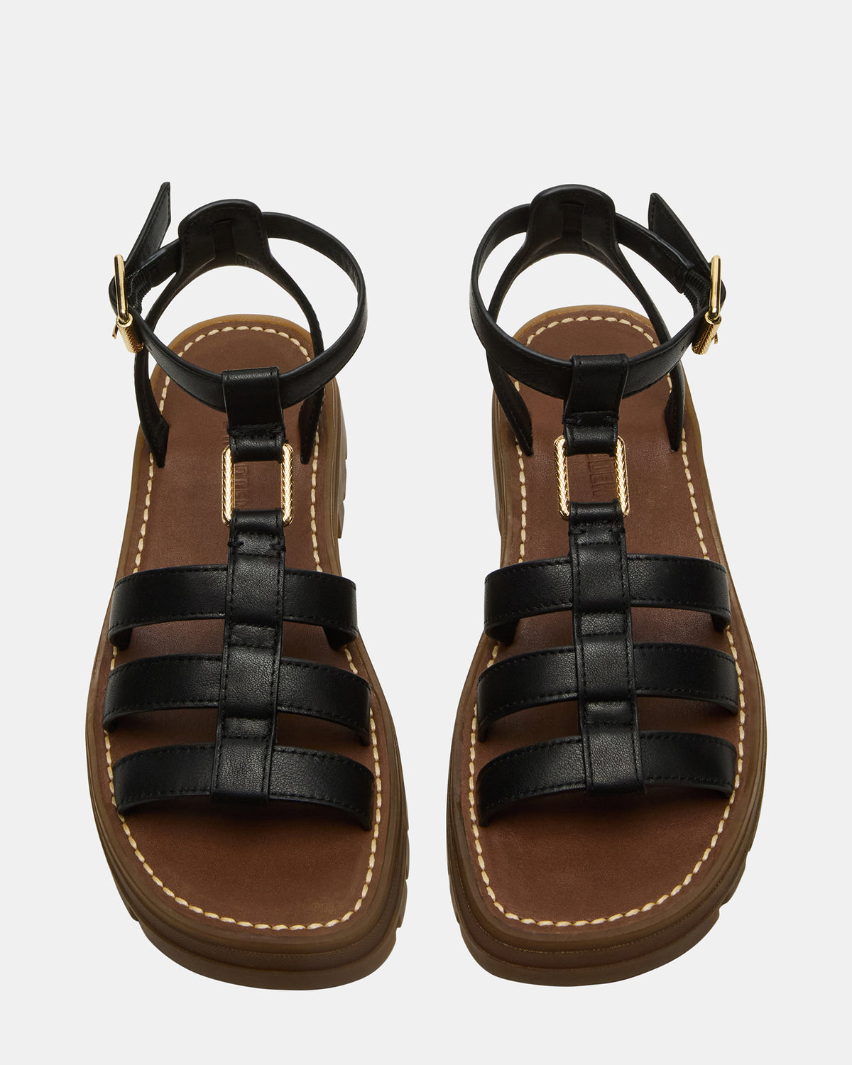 JARELLI Black Leather Strappy Platform Women's Sandal | Steve Madden