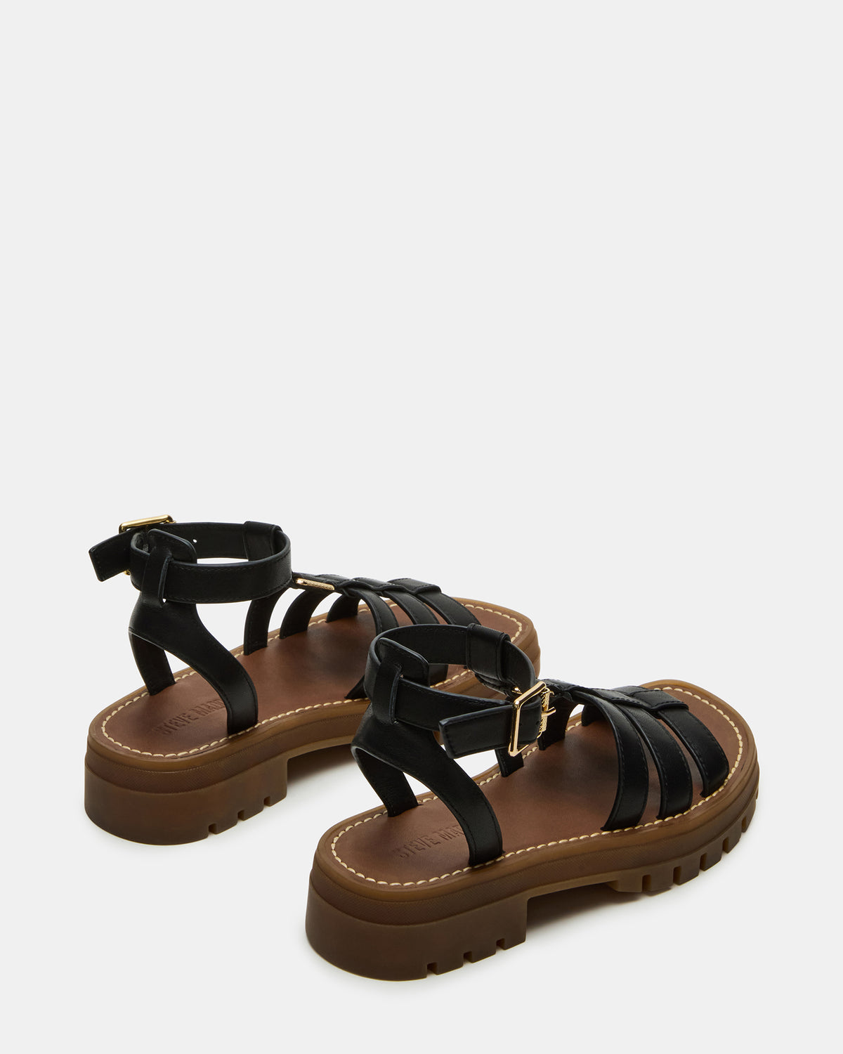 JARELLI Black Leather Strappy Platform Women's Sandal | Steve Madden