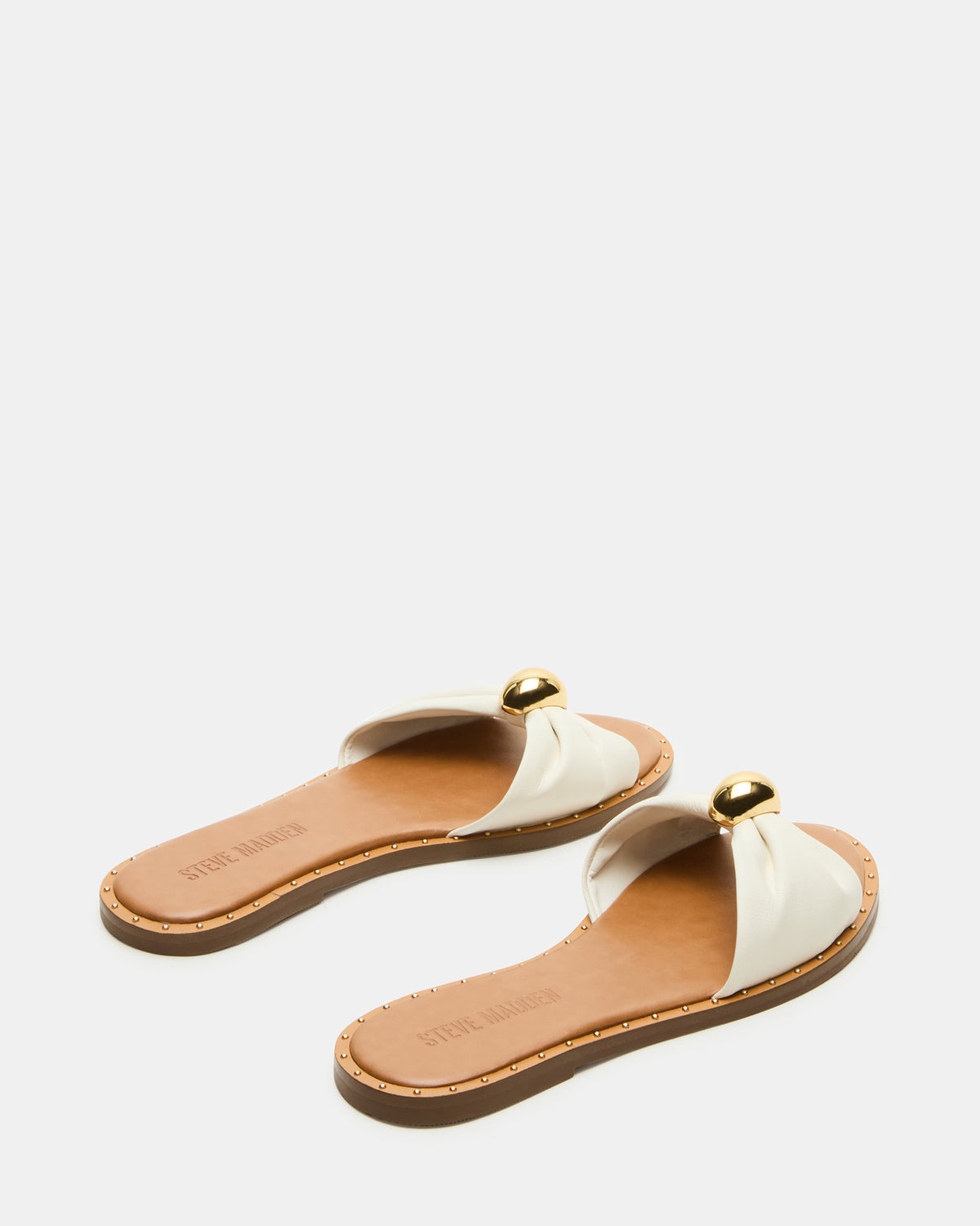DIPSY White Leather Slide Rounded Toe Women's Sandal | Steve Madden