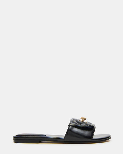 MORELAND Black Quilted Slide Women's Sandal | Steve Madden