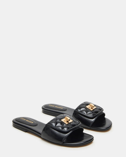 MORELAND Black Quilted Slide Women's Sandal | Steve Madden