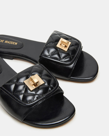 MORELAND Black Quilted Slide Women's Sandal | Steve Madden
