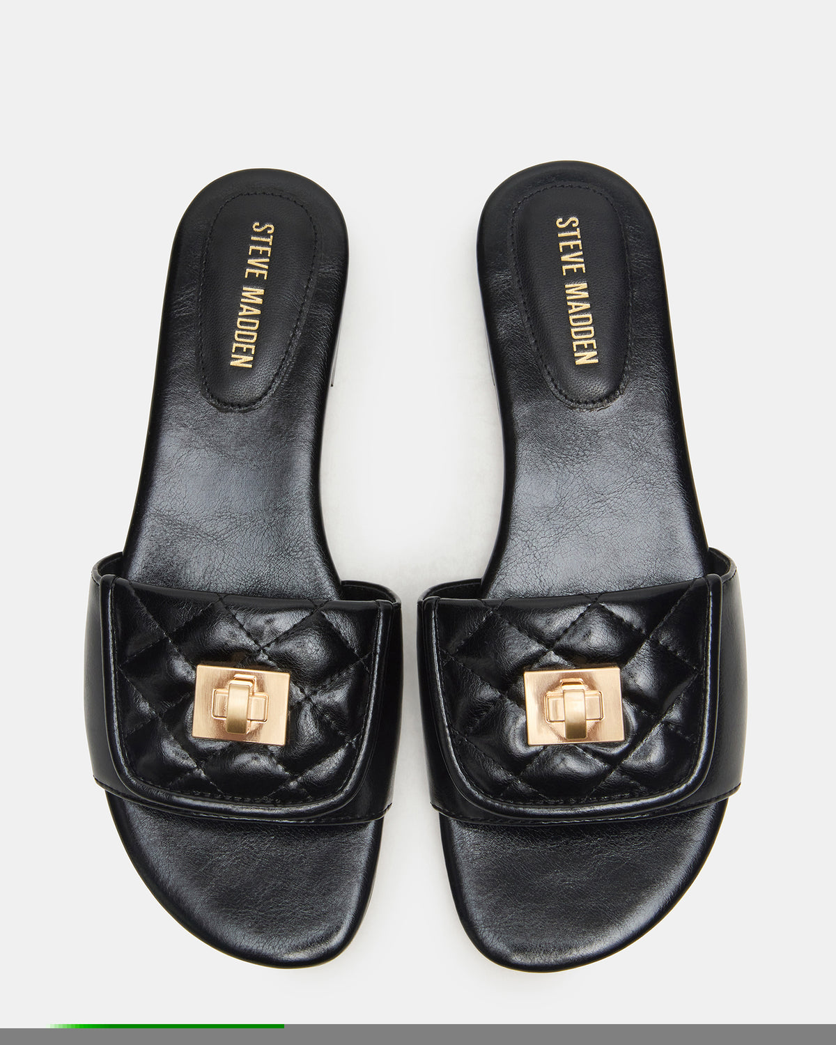 MORELAND Black Quilted Slide Women's Sandal | Steve Madden
