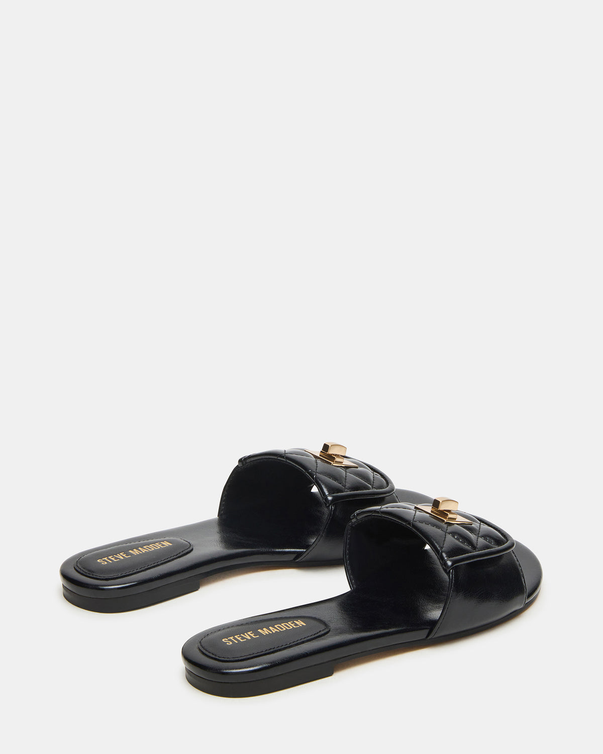 MORELAND Black Quilted Slide Women's Sandal | Steve Madden