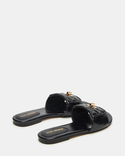 MORELAND Black Quilted Slide Women's Sandal | Steve Madden