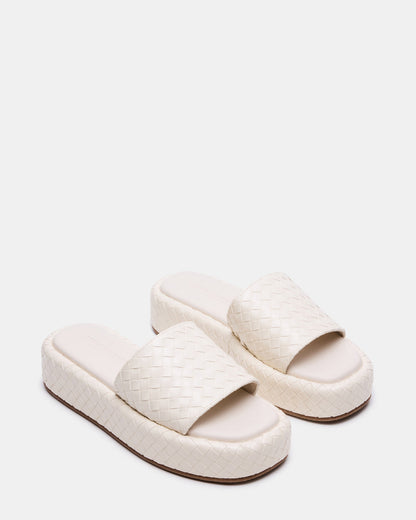 BEACHY Quilted Bone Platform Slide Women's Sandal | Steve Madden