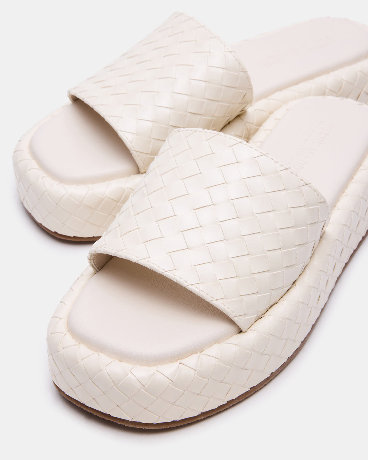 BEACHY Quilted Bone Platform Slide Women's Sandal | Steve Madden