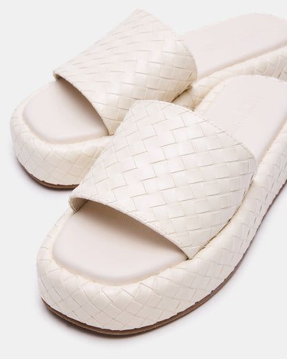 BEACHY Quilted Bone Platform Slide Women's Sandal | Steve Madden